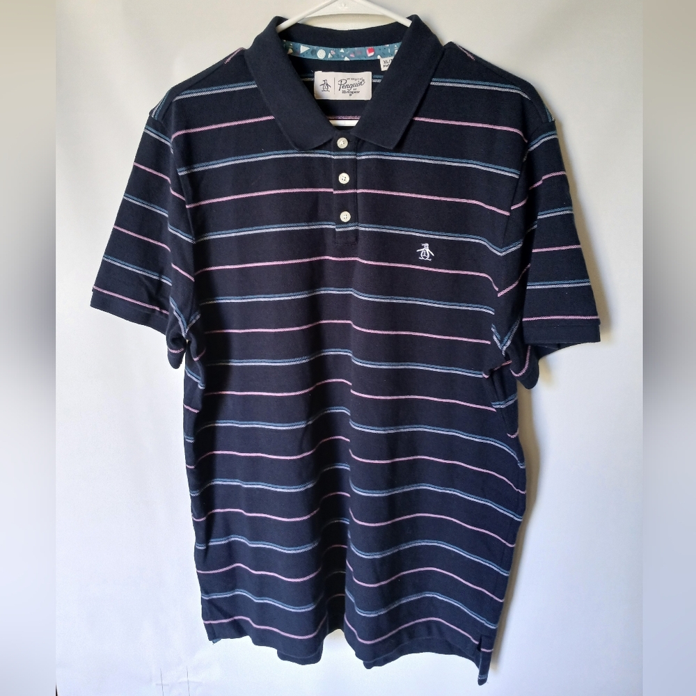 Original Penguin by Munsingwear Mens Short Sleeves Polo Shirt XL/TG/EG Blue Pink